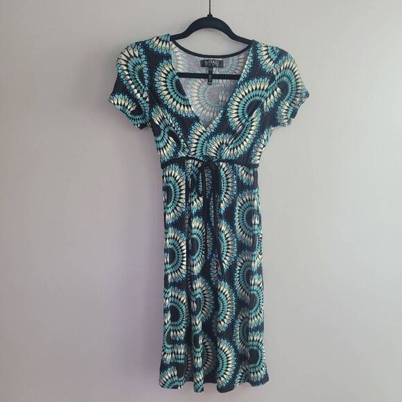 Buffalo David Bitton Dresses & Skirts - Vintage y2k geometric teal babydoll dress v neck artsy maximalist‎ quirky